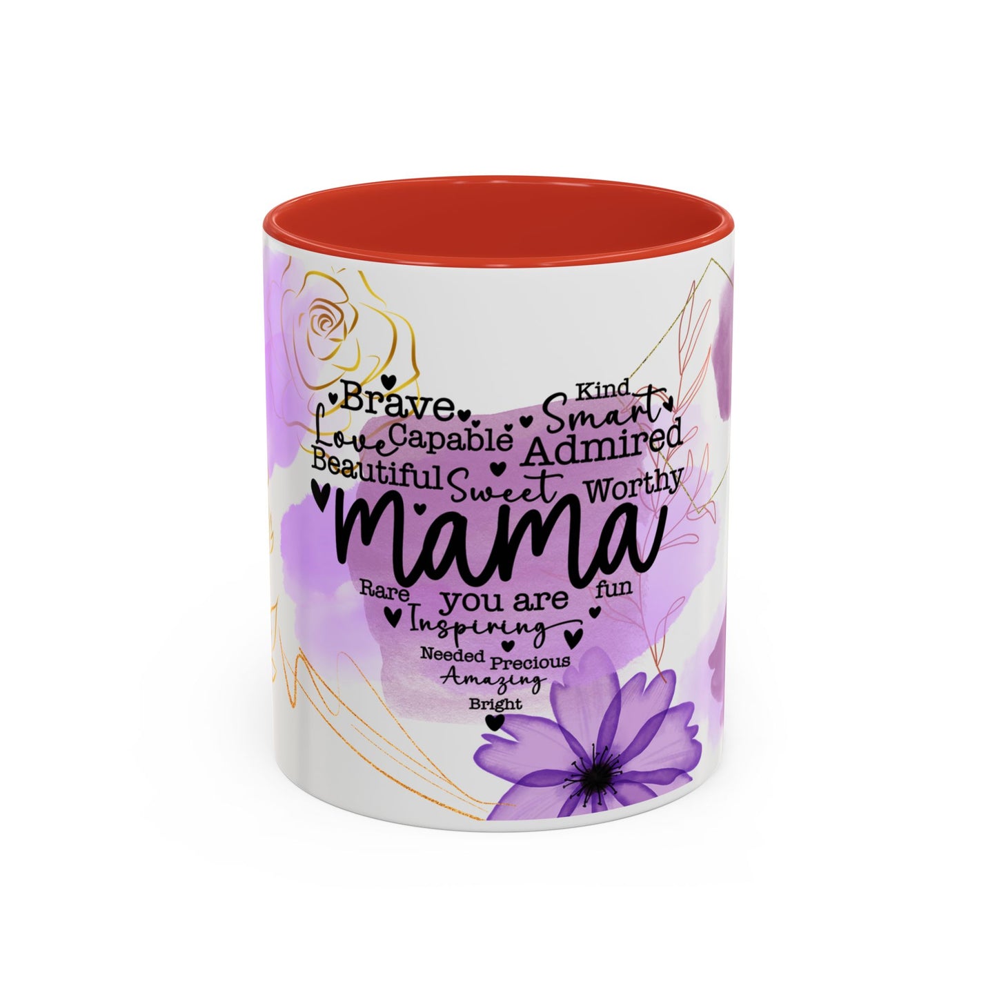 Mama Word Cloud Coffee Mug — Purple Floral Mother's Day Gift