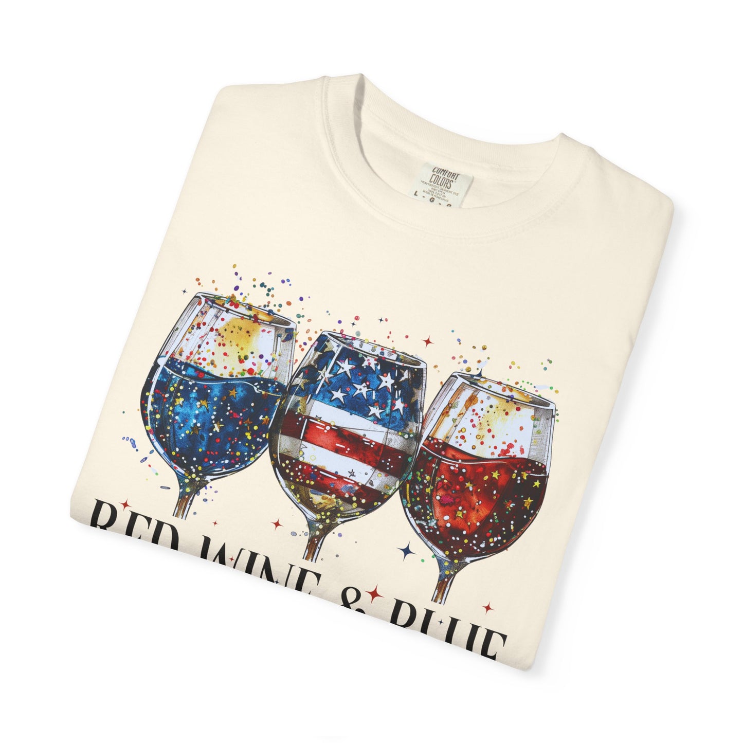 Patriotic Wine Glasses Fourth of July Tee