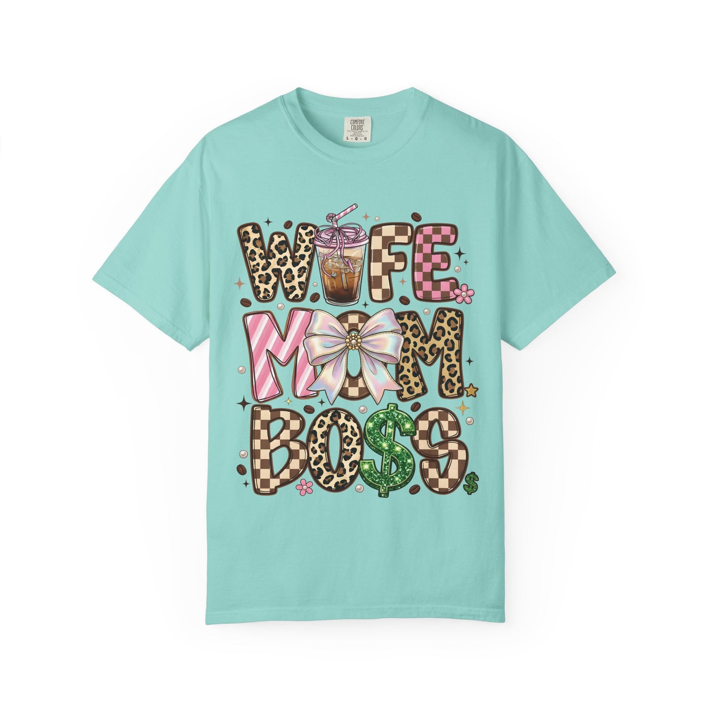 Wife Mom Boss Graphic T-Shirt — Chic Leopard, Floral & Coffee Mom Life Tee
