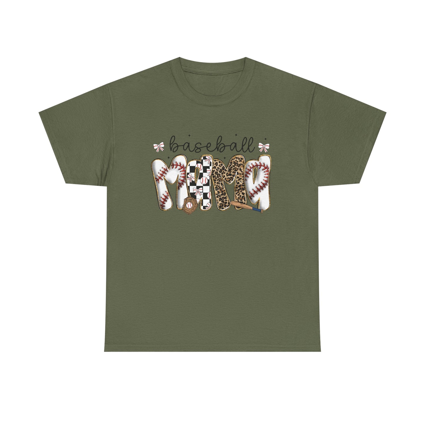 Baseball Mom Tee — Leopard & Checker Love Graphic T-Shirt