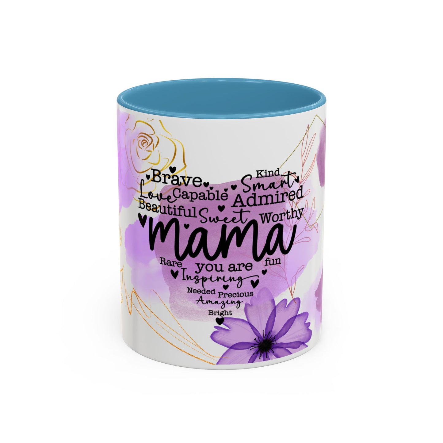 Mama Word Cloud Coffee Mug — Purple Floral Mother's Day Gift