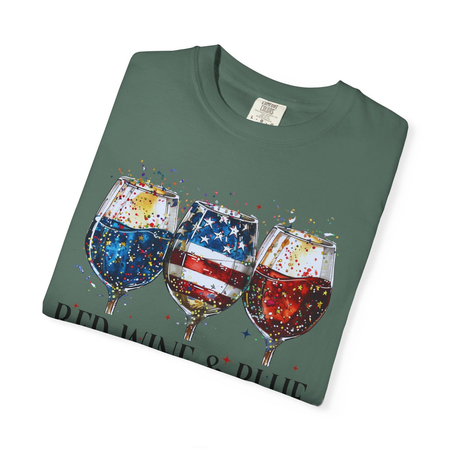 Patriotic Wine Glasses Fourth of July Tee