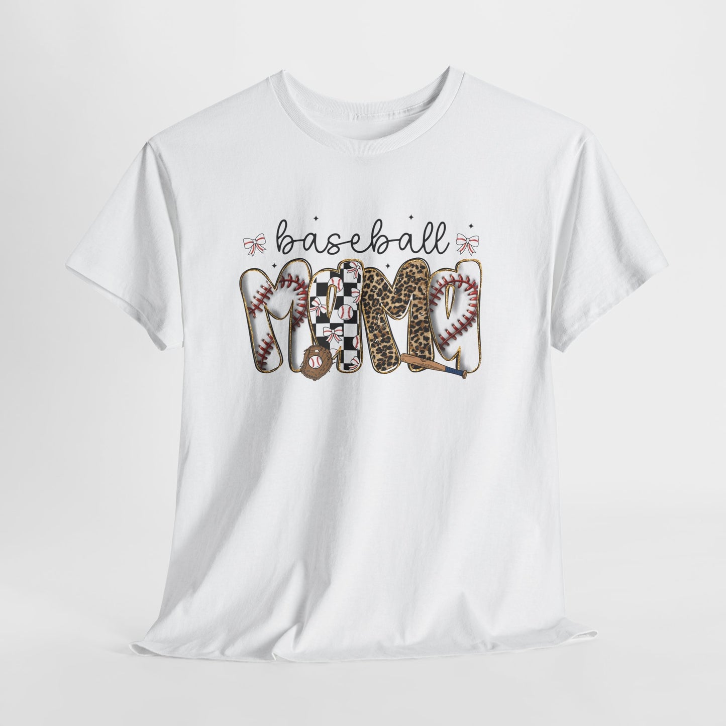 Baseball Mom Tee — Leopard & Checker Love Graphic T-Shirt