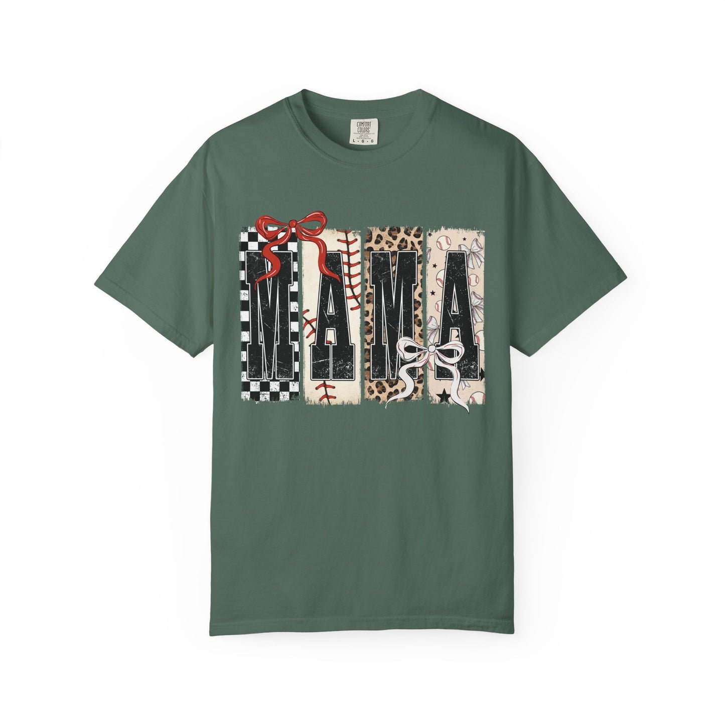 Mama Baseball Pattern Block T-Shirt