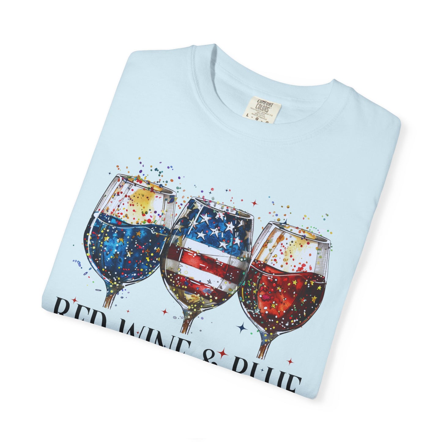 Patriotic Wine Glasses Fourth of July Tee