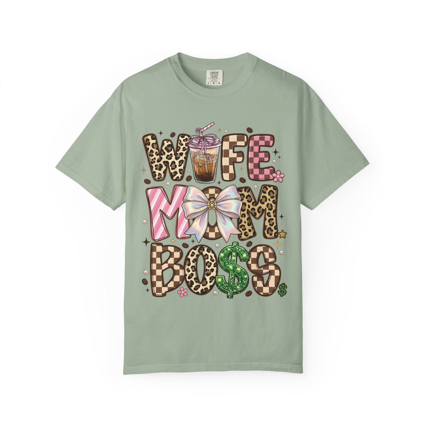 Wife Mom Boss Graphic T-Shirt — Chic Leopard, Floral & Coffee Mom Life Tee