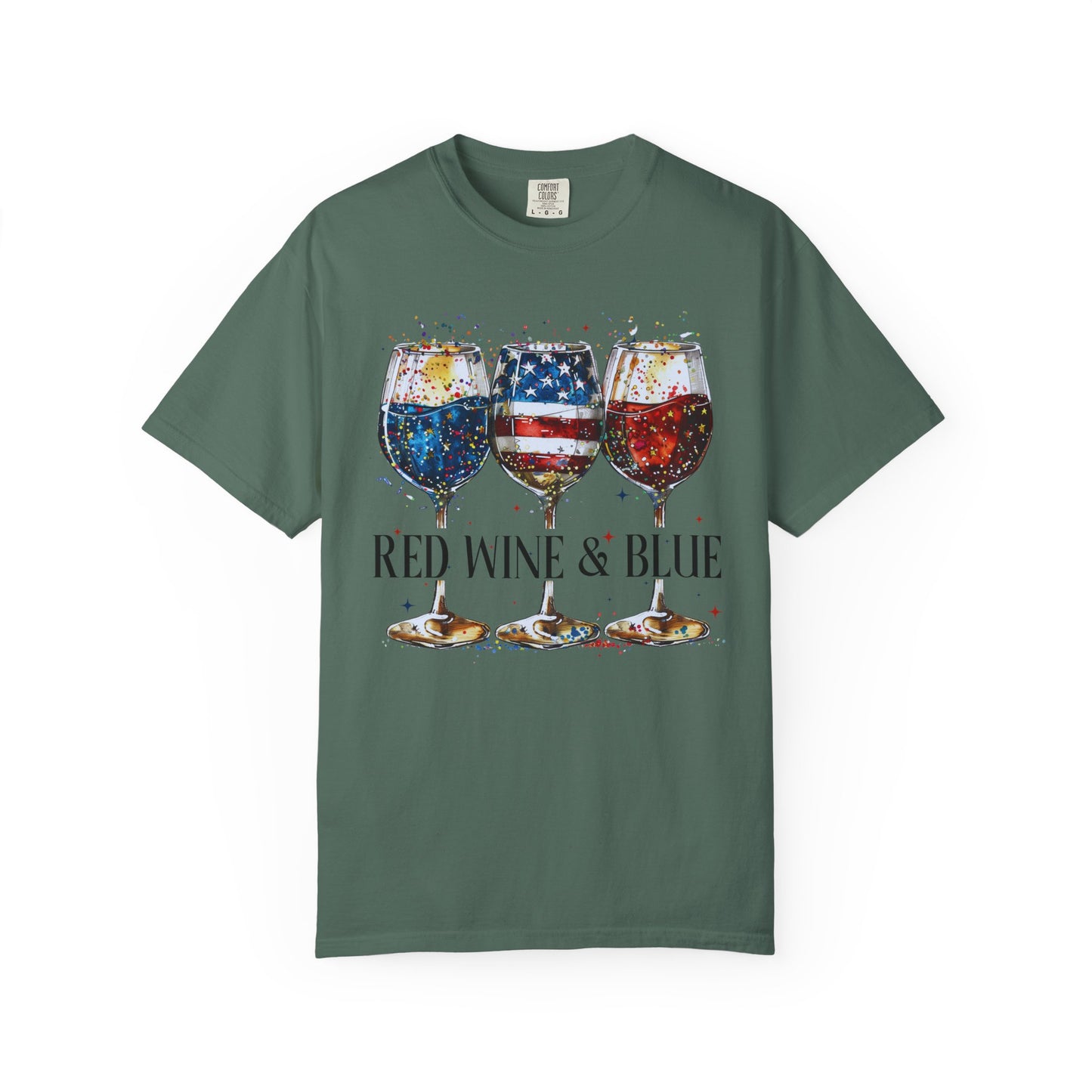 Patriotic Wine Glasses Fourth of July Tee