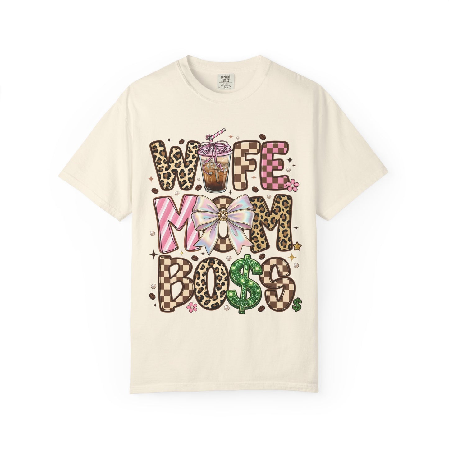 Wife Mom Boss Graphic T-Shirt — Chic Leopard, Floral & Coffee Mom Life Tee