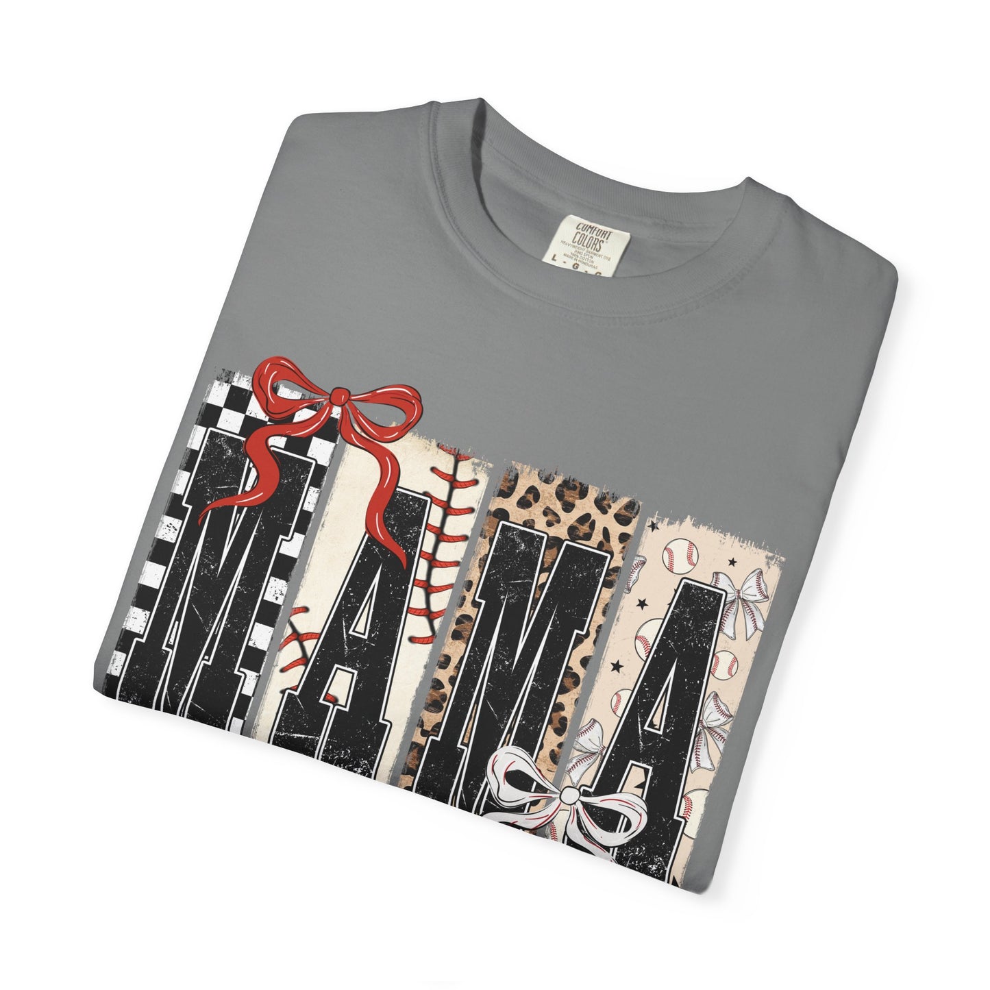 Mama Baseball Pattern Block T-Shirt