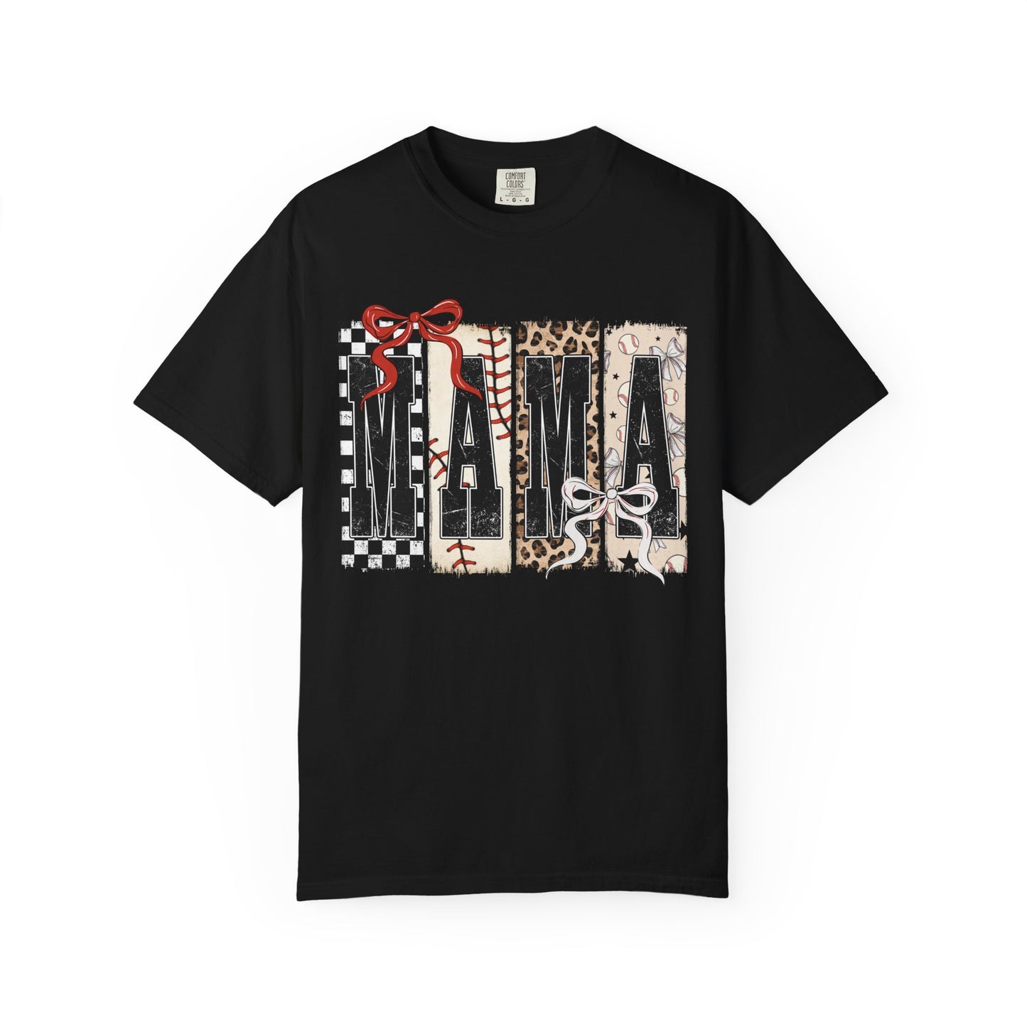 Mama Baseball Pattern Block T-Shirt