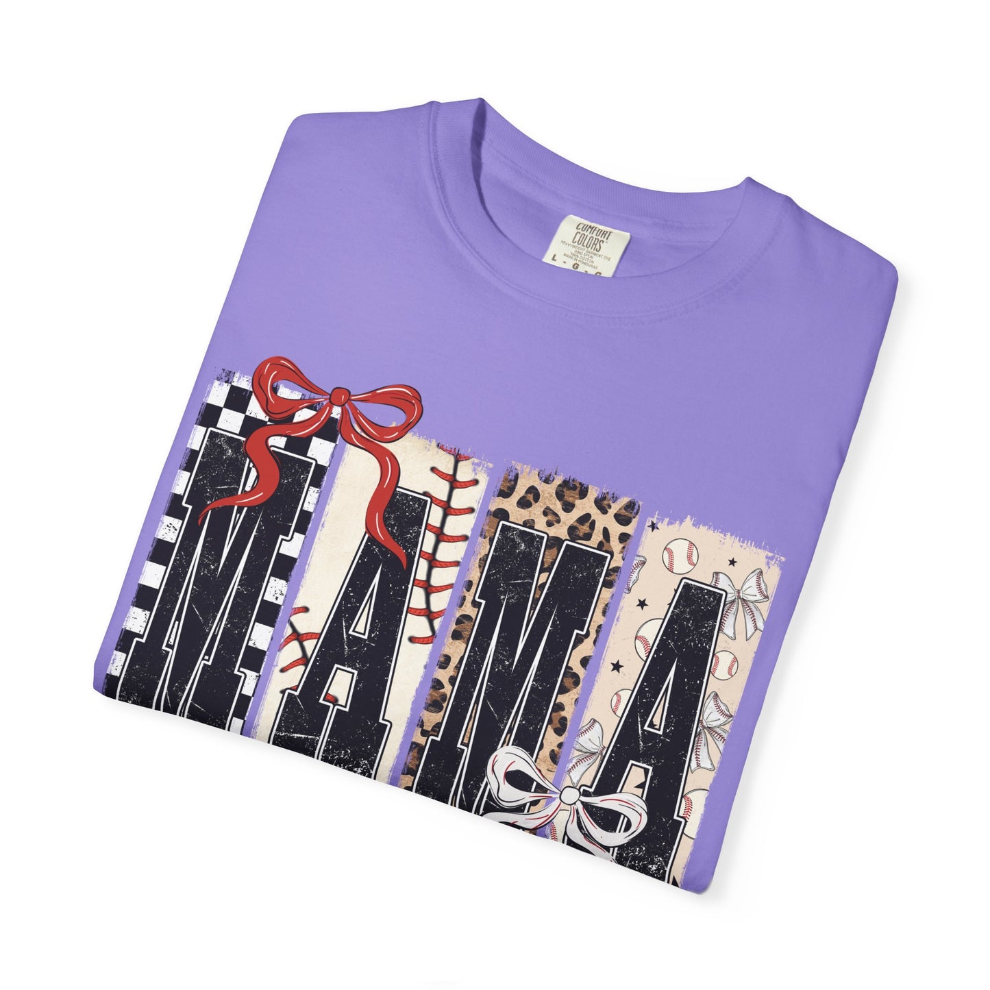 Mama Baseball Pattern Block T-Shirt