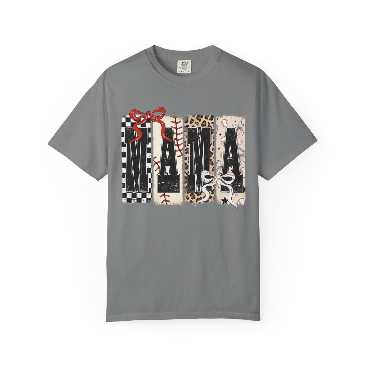 Mama Baseball Pattern Block T-Shirt