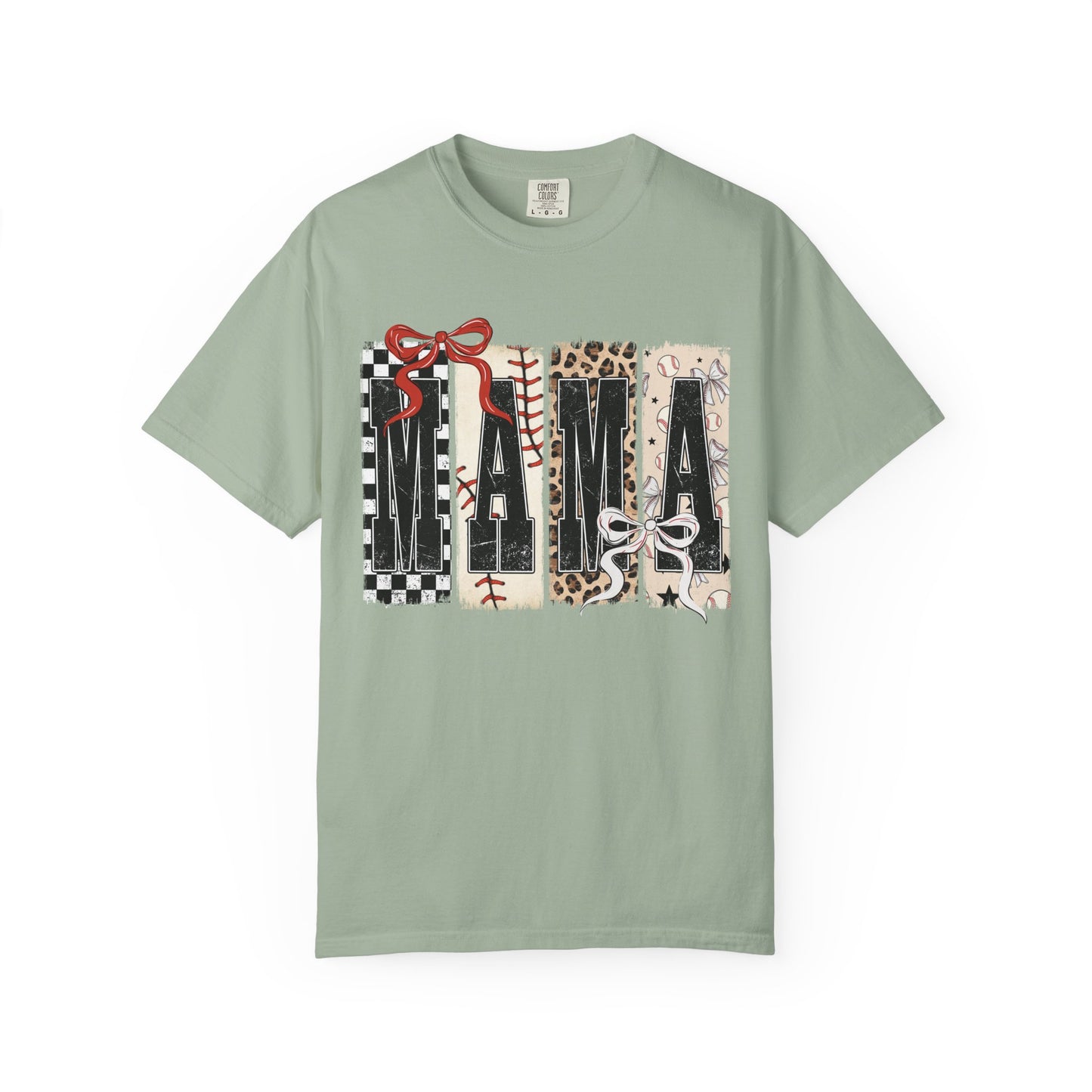 Mama Baseball Pattern Block T-Shirt