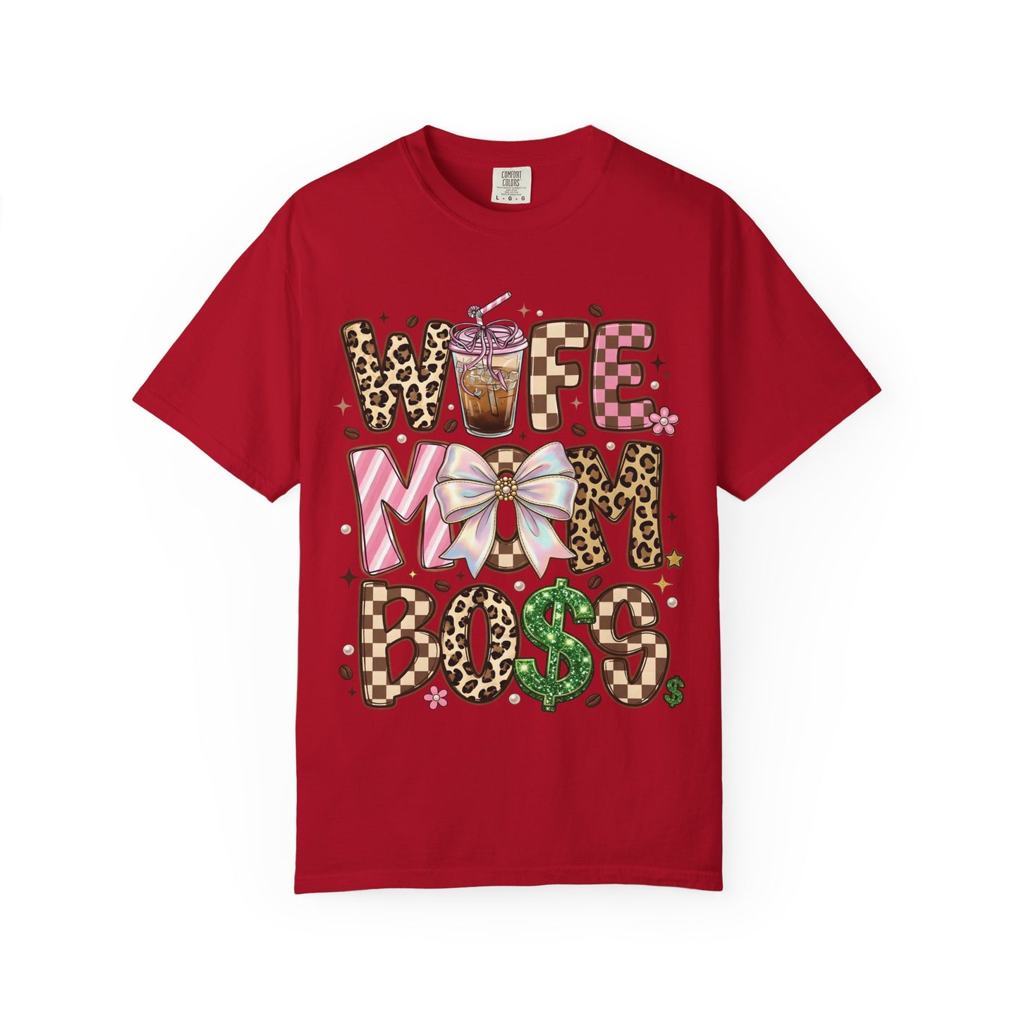 Wife Mom Boss Graphic T-Shirt — Chic Leopard, Floral & Coffee Mom Life Tee