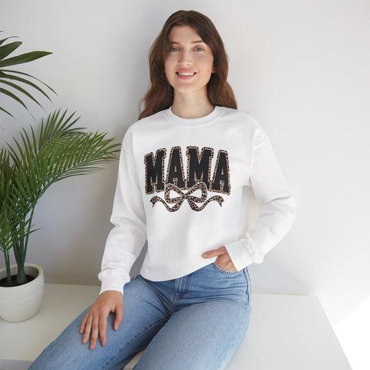 Mama Leopard Bow Sweatshirt